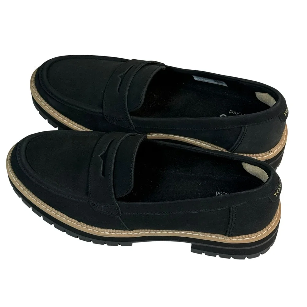 Toms Black Women's Lug-Sole Penny Loafers